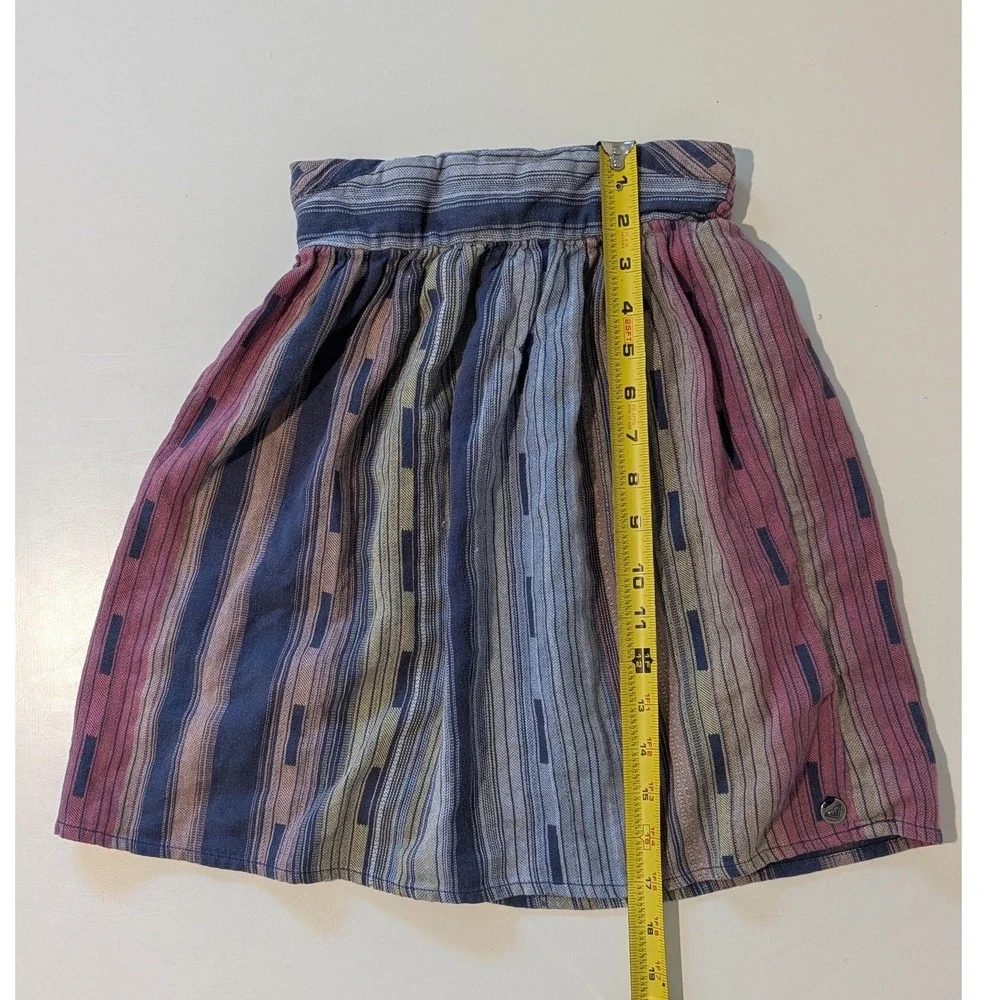 Roxy Girl Kids Multi Color Striped Boho Skirt Size S 8 Smocked Back Waist